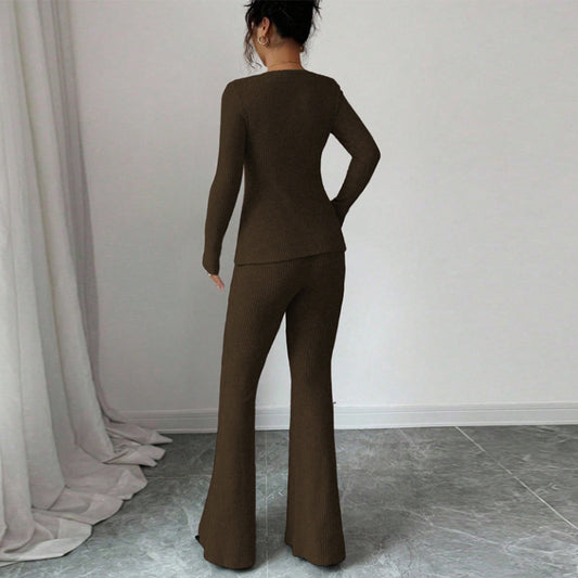 Women's Fashion Long-Sleeve Casual Pants Suit