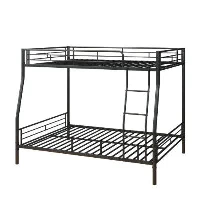 Heavy Duty Metal Bunk Bed Full Over Queen Bunk Bed Frame, Noise Free Frames, No Boxing Spring Needed by GJG Denim