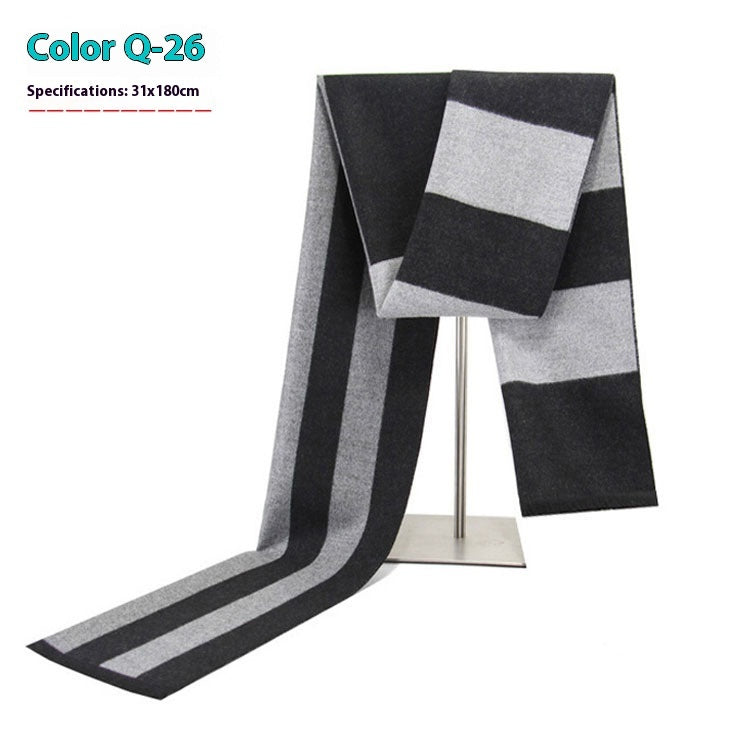 Men's Warm Cashmere-like Striped Scarf
