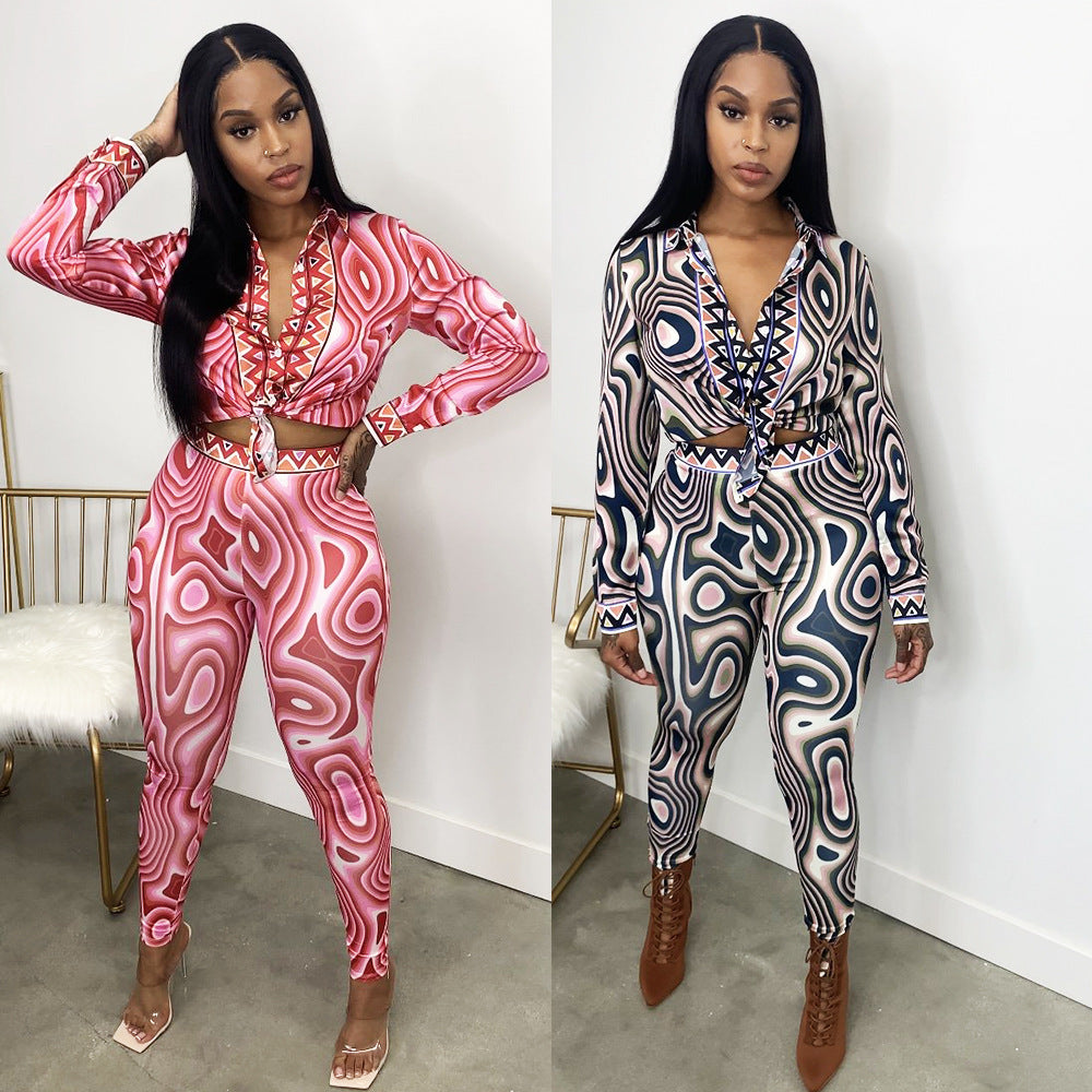 Printed Long Sleeve Matching Set