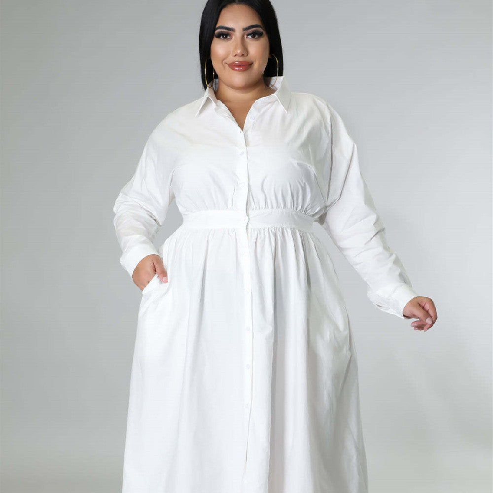 Fashion Plus Size Women's dress long V-neck