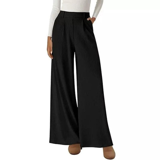 Solid Color Straight-leg Wide-leg Pants Women by GJG Denim