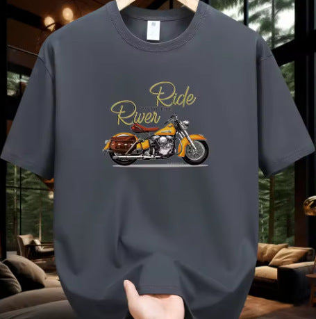 Men's Motorcycle Pattern Printed T-shirt