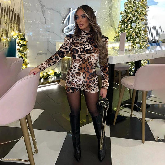 Stylish Printed Long-sleeve Slim-fit One-piece Shorts by GJG Denim