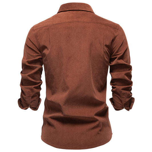Men's Corduroy Pure Cotton Business Casual Long Sleeve Shirt