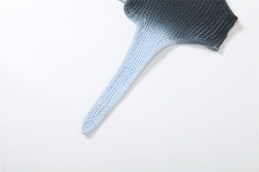 Knitted Gradient Irregular Top High Waist Skirt Set