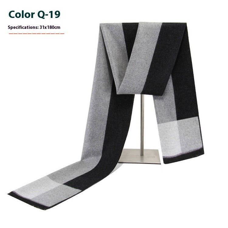 Men's Warm Cashmere-like Striped Scarf