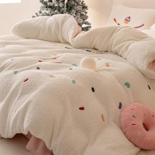 Heavy Weight Fleecefiber Towel Embroidery Duvet Cover Four-piece Set by GJG Denim