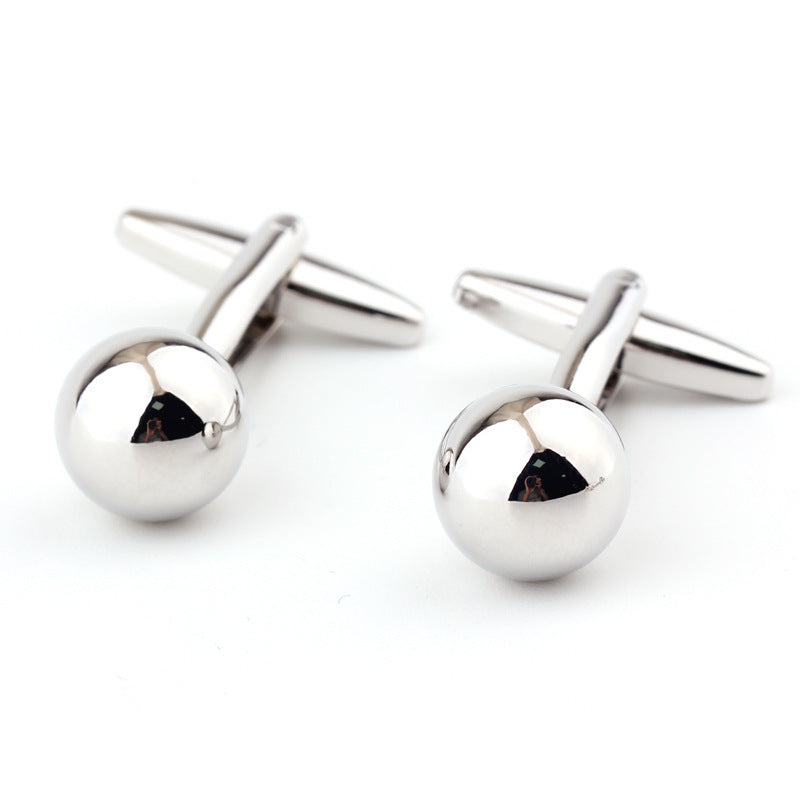 Silver Steel Ball Shape Metal Cufflinks For Men
