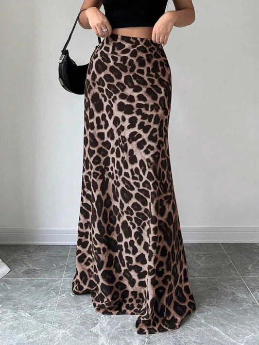 Leopard Print High-Waisted Maxi Skirt by Lady Ros