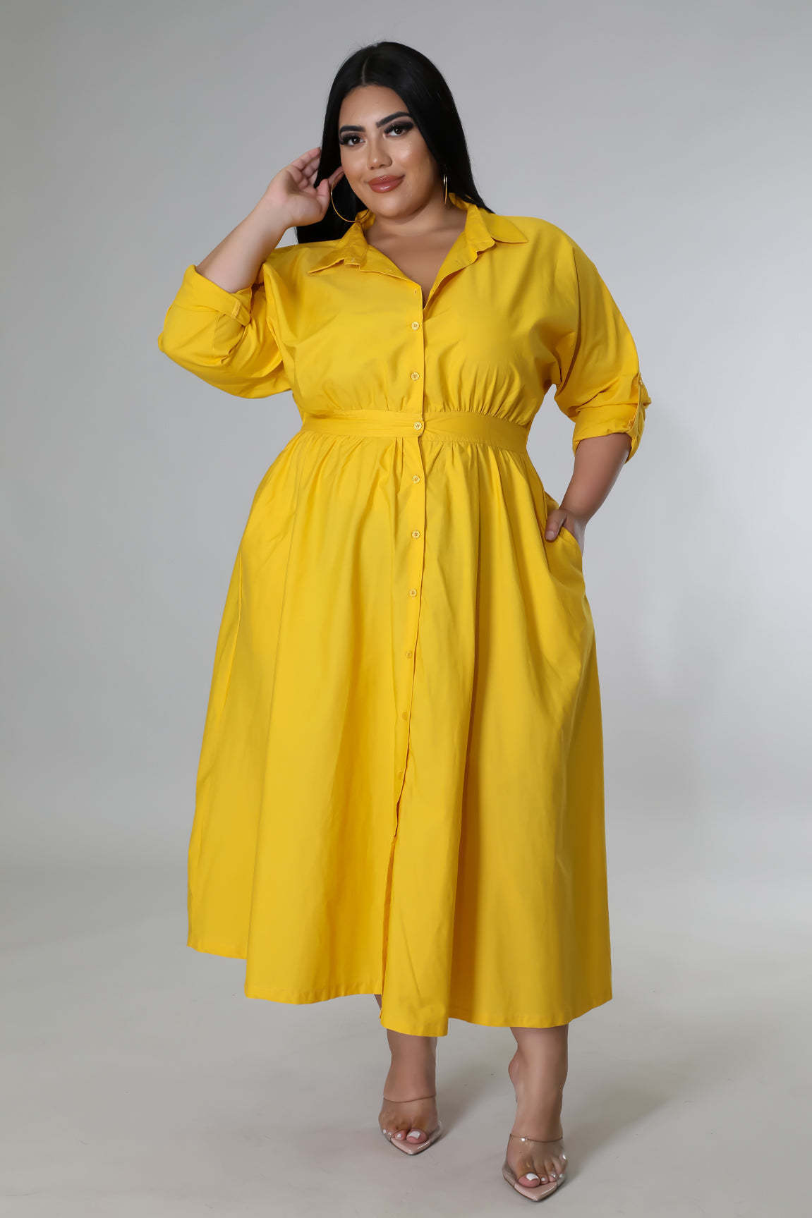 Fashion Plus Size Women's dress long V-neck