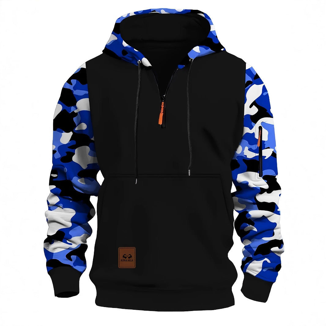 Men's Hooded Camouflage Zipper Sweater