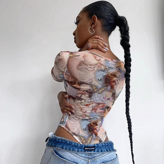 Women Long Sleeve Bodysuit Sexy Plain Color Streetwear Jumpsuit Skinny Club Party Tops Fashion Rompers by GJG Denim