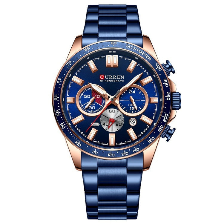 Men's Waterproof Calendar Steel Band Quartz Watch