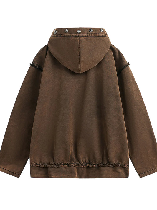 Men's Washed Frayed Hem Hoodie