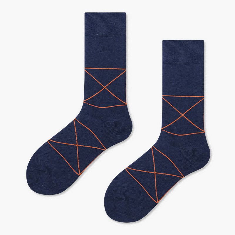 Men's Creative And Minimalist Printed Casual Breathable Mid Length Socks