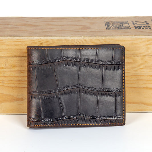 Horizontal First-layer Cowhide Wallet For Men