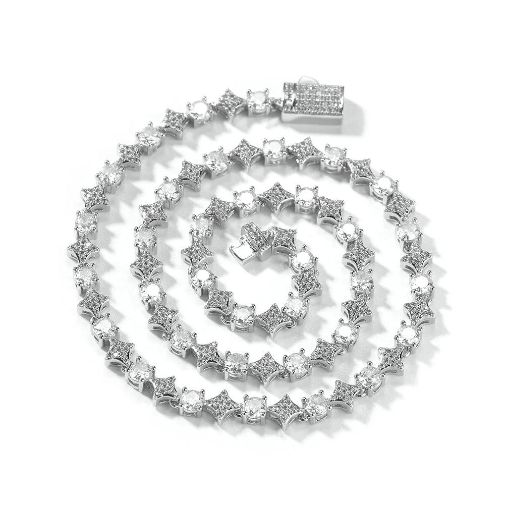 Star Zircon Tennis Chain Necklace For Men by GJG Denim