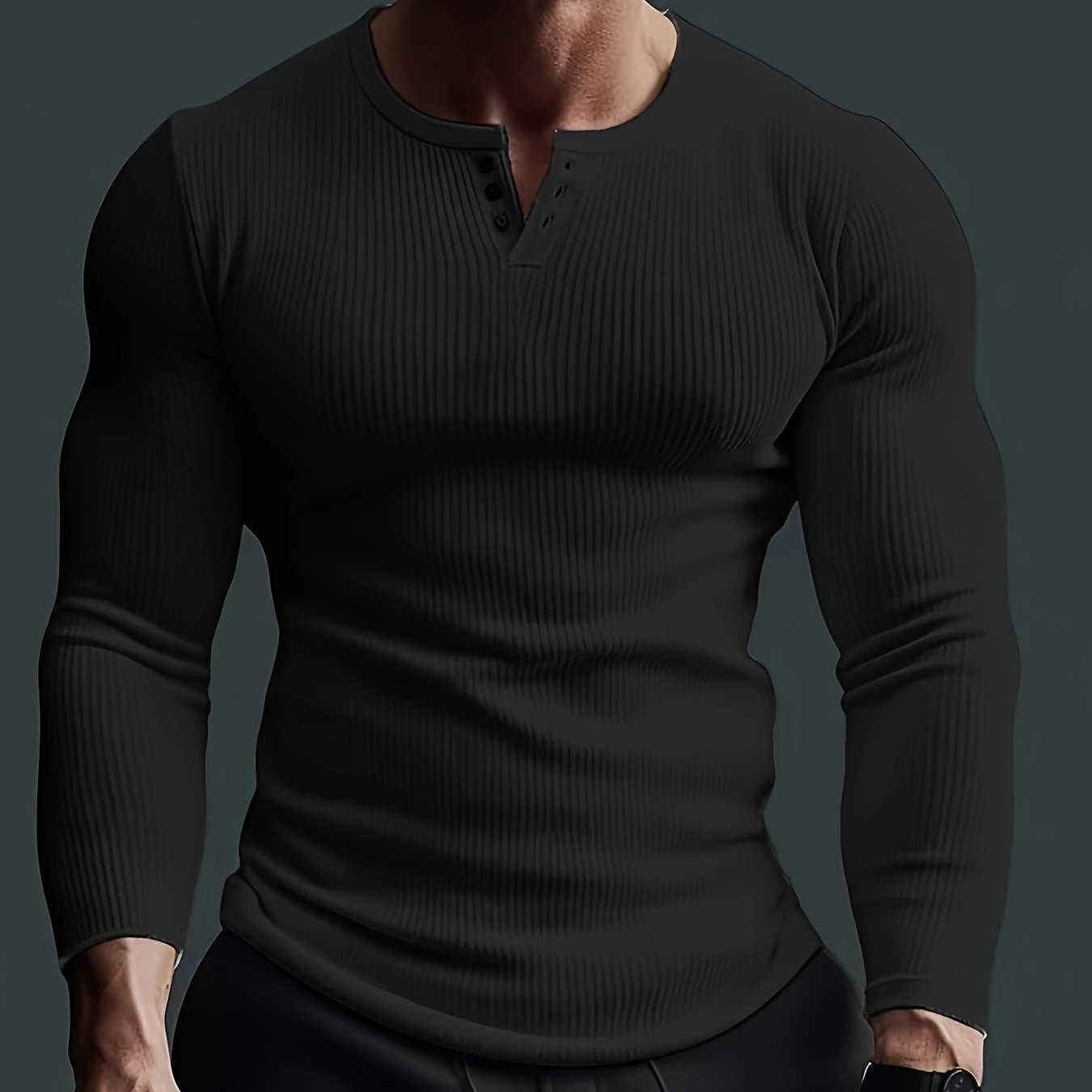 Men's Solid Crew Neck Long Sleeve Active T-shirt