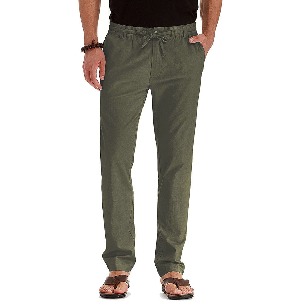 Me's Business Casual Loose Large Size Elastic Waist With Solid Color Pants