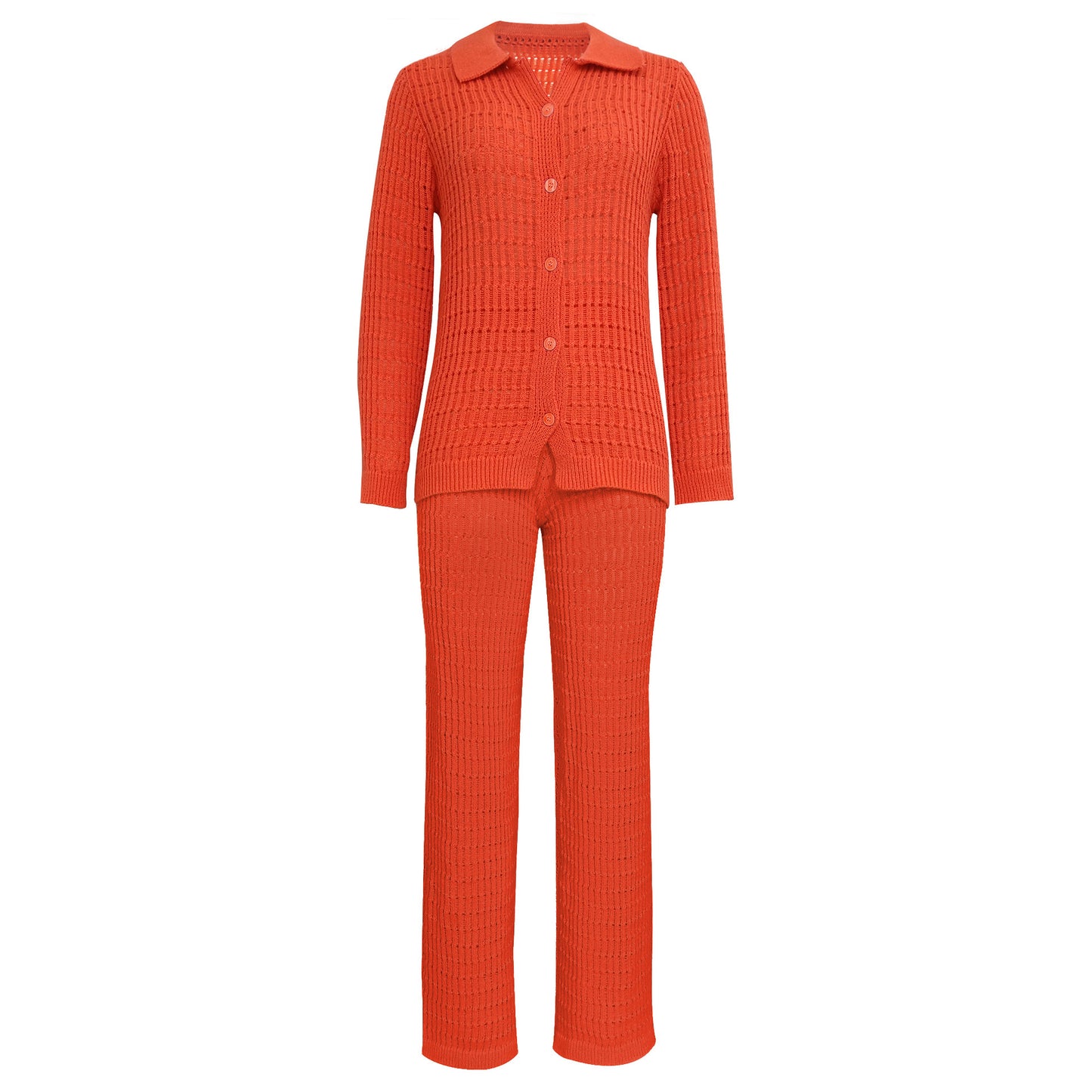 Knit Shirt Straight Leg Pants set