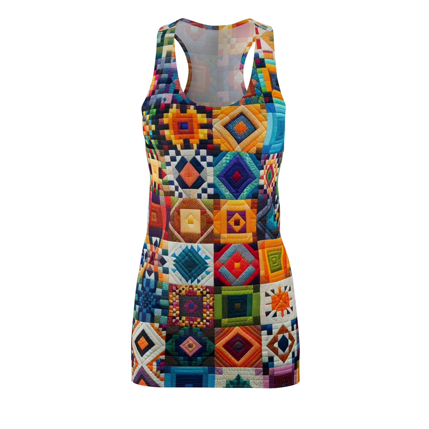 Colorful Patchwork Racerback Dress, Summer Dress, Bohemian Dress, Festival Outfit, Vacation Wear