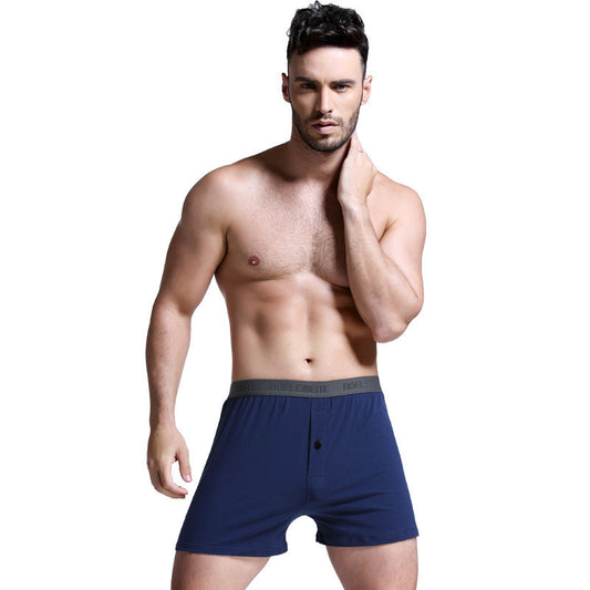 Solid Color Mid-waist Boxers For Men