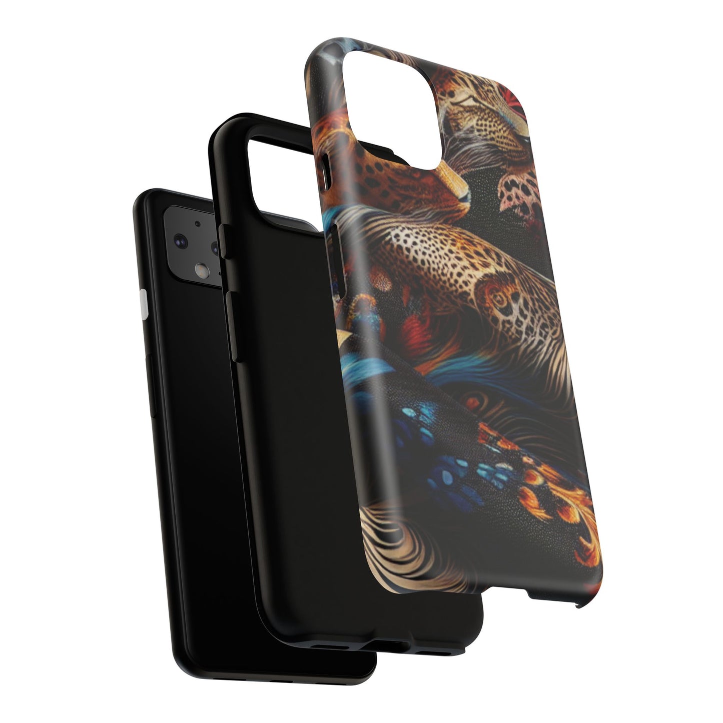 Stylish Tough Phone Case with Elegant Black and Gold Design