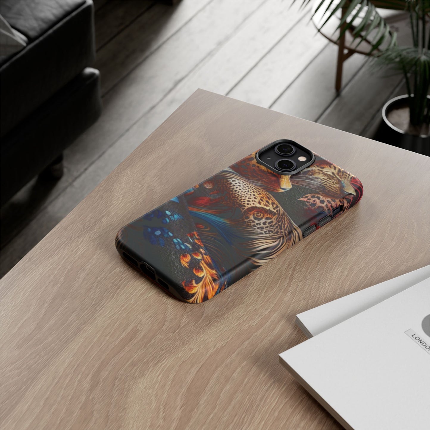 Stylish Tough Phone Case with Elegant Black and Gold Design