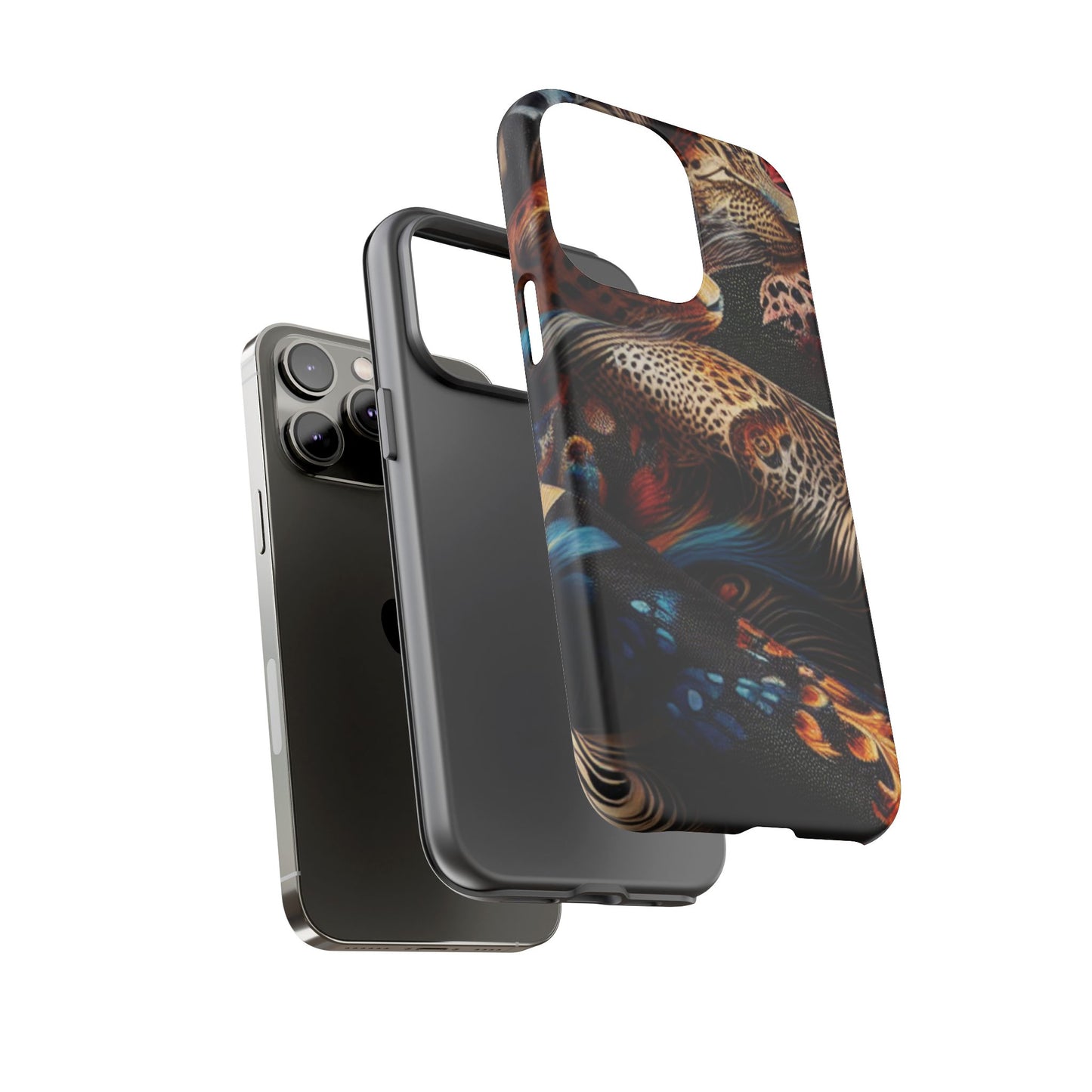 Stylish Tough Phone Case with Elegant Black and Gold Design