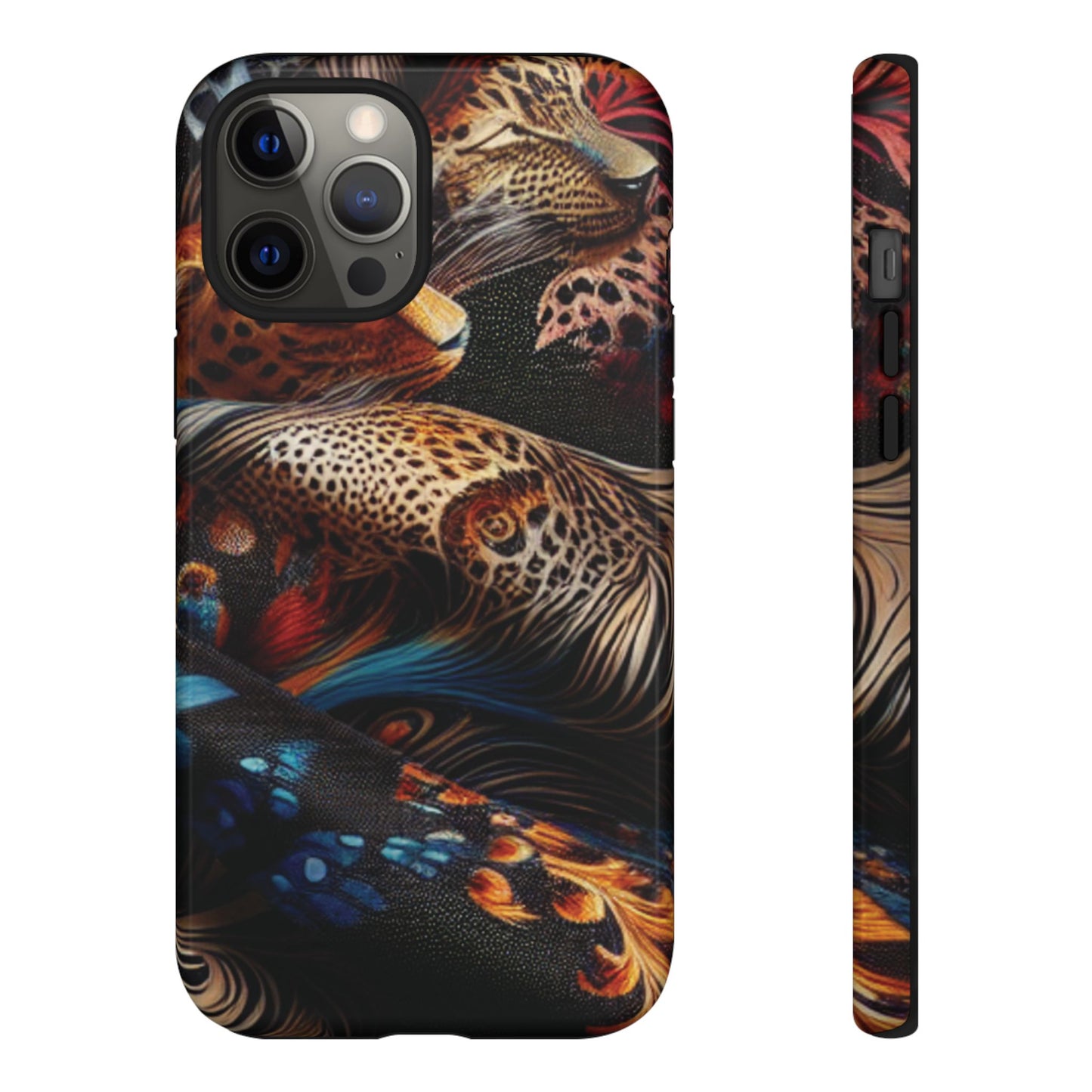 Stylish Tough Phone Case with Elegant Black and Gold Design
