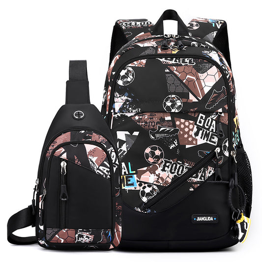 Mens Two-Piece Set Backpack And Chest Bag by GJG Denim