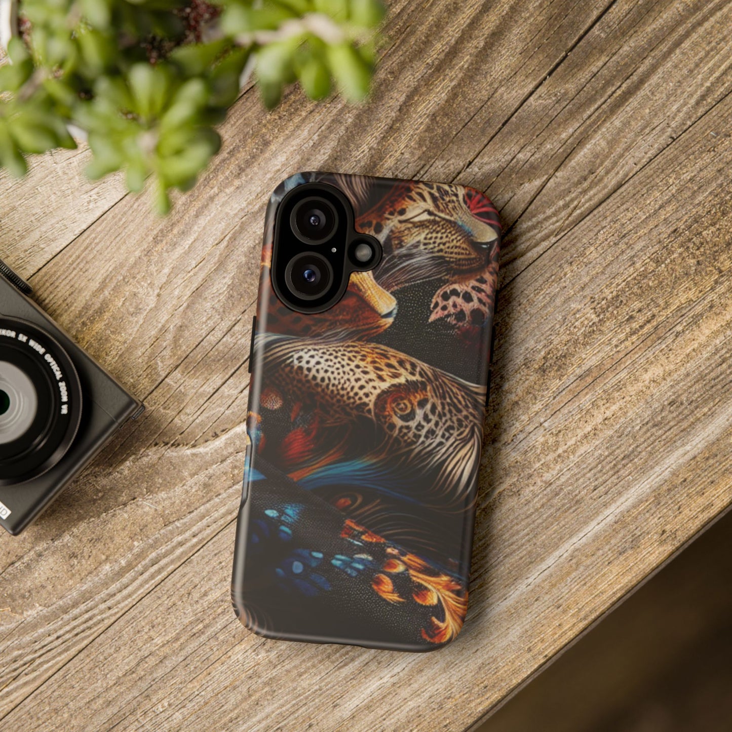 Stylish Tough Phone Case with Elegant Black and Gold Design