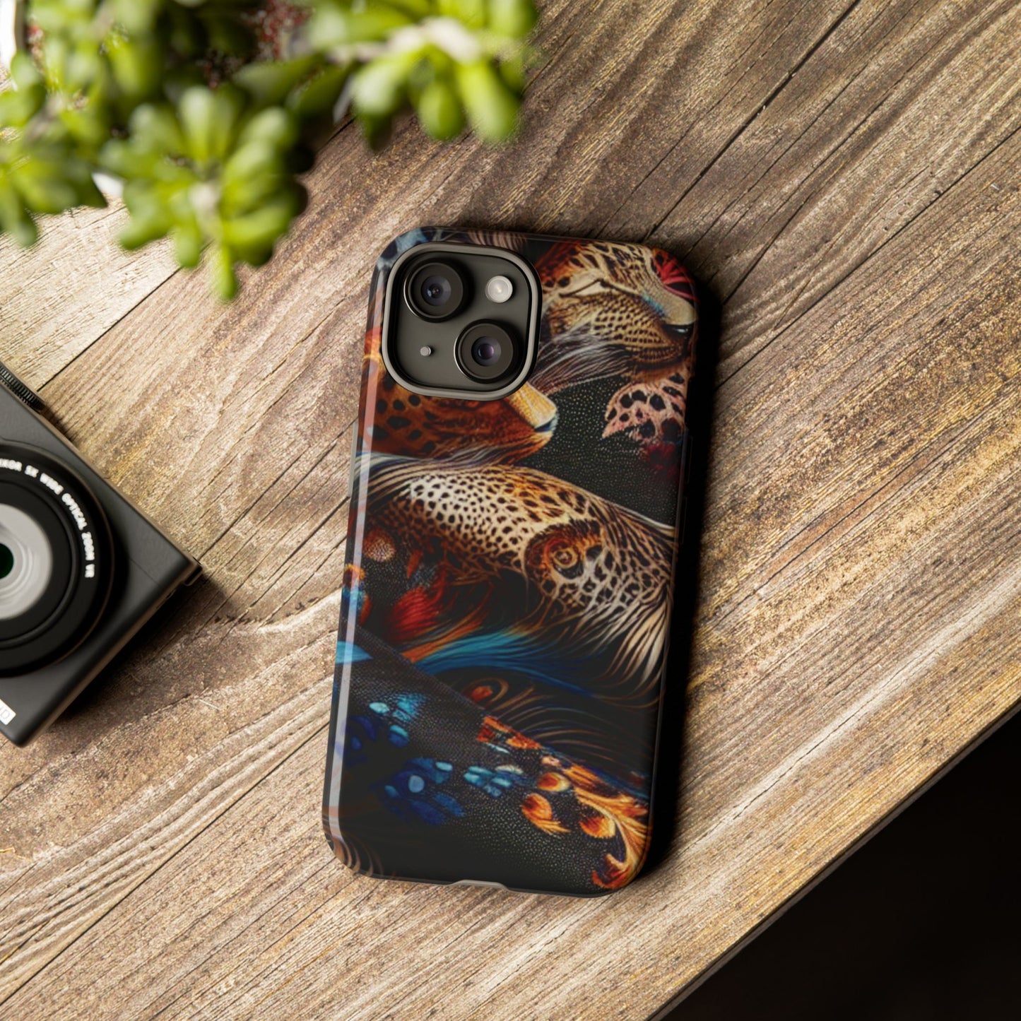 Stylish Tough Phone Case with Elegant Black and Gold Design