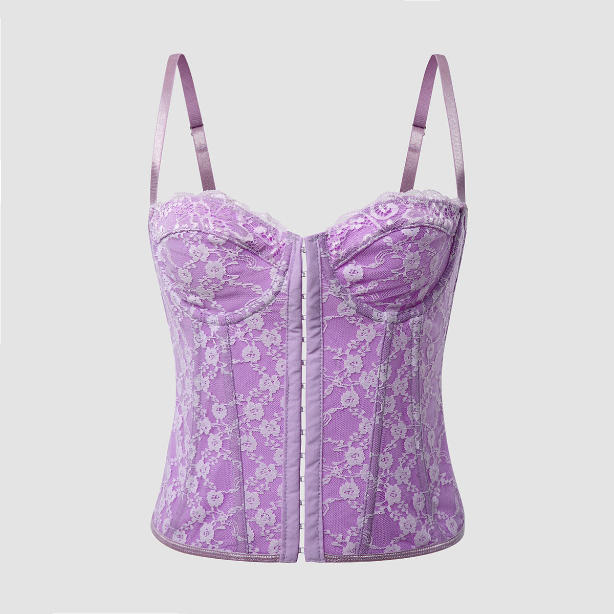 Women Clothing Sexy Solid Color Lace Sling Boning Corset Steel Ring Wrapped Chest Breasted Backless Vest