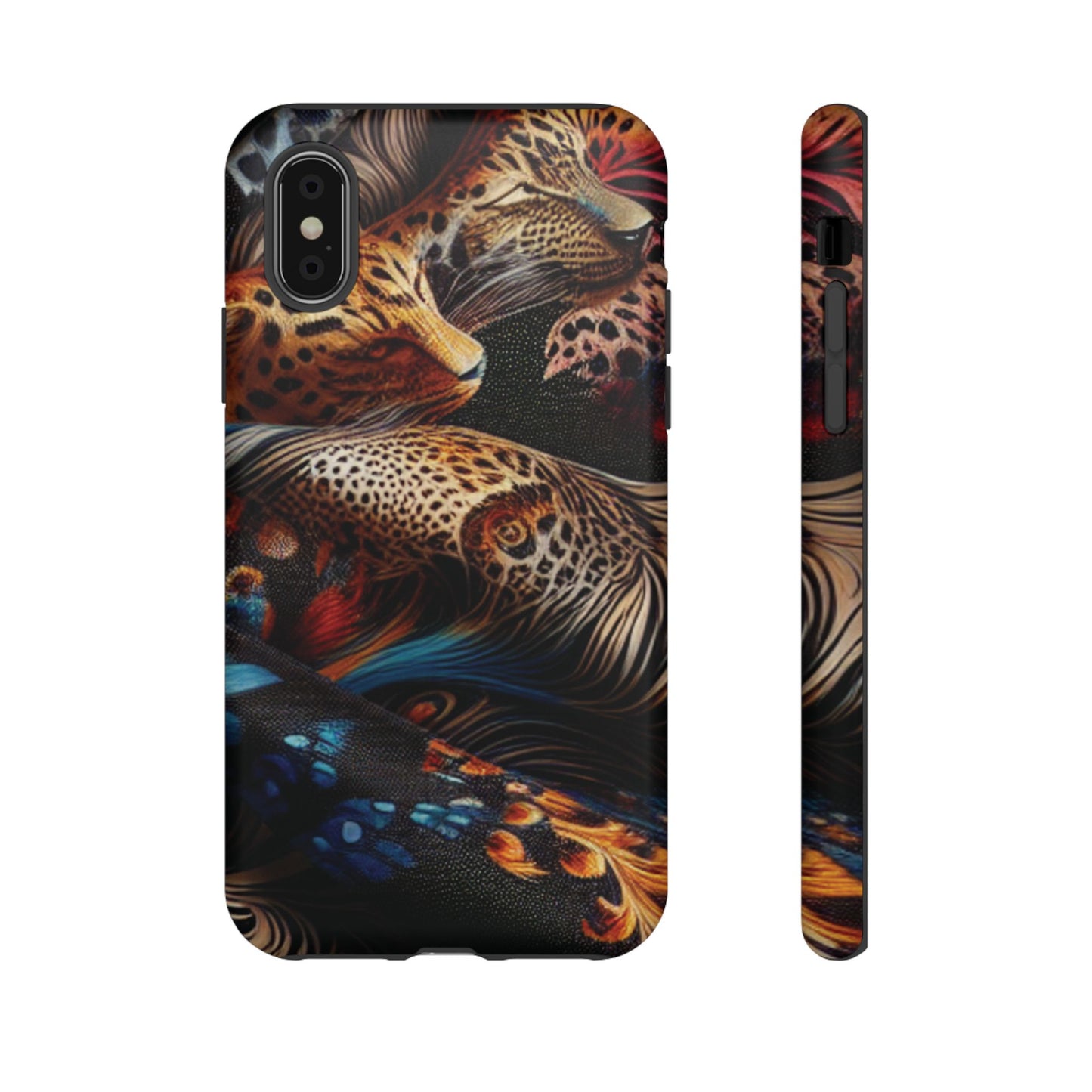 Stylish Tough Phone Case with Elegant Black and Gold Design