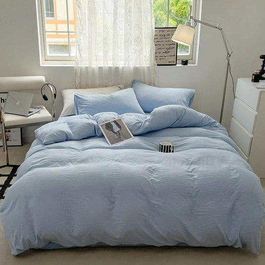 Solid Color Super Soft Washed Cotton Duvet Cover Four-piece Set by GJG Denim