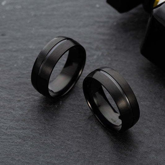 Black Titanium Steel Ring For Men