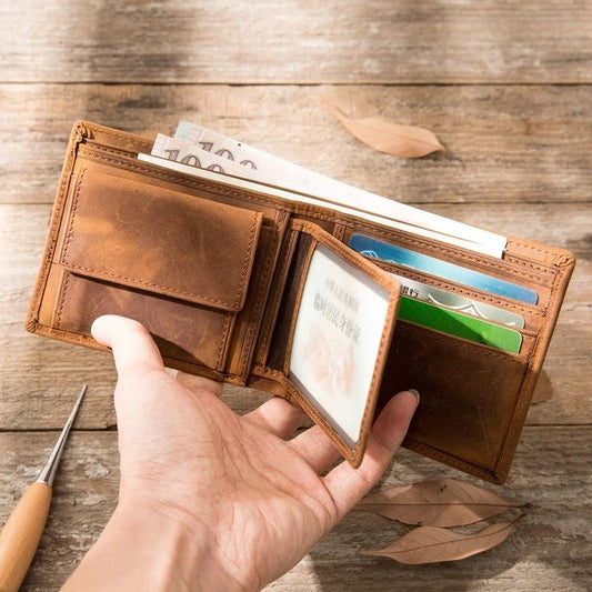 Full-grain Cowhide Vintage-style Wallet For Men by GJG Denim