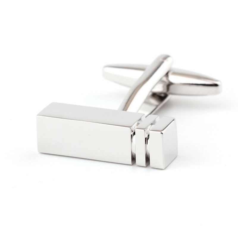 Men's Rectangular Glossy Metal Cufflinks
