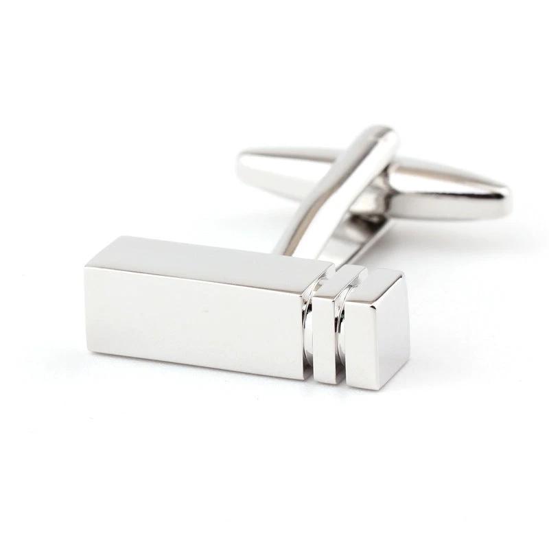 Men's Rectangular Glossy Metal Cufflinks by GJG Denim