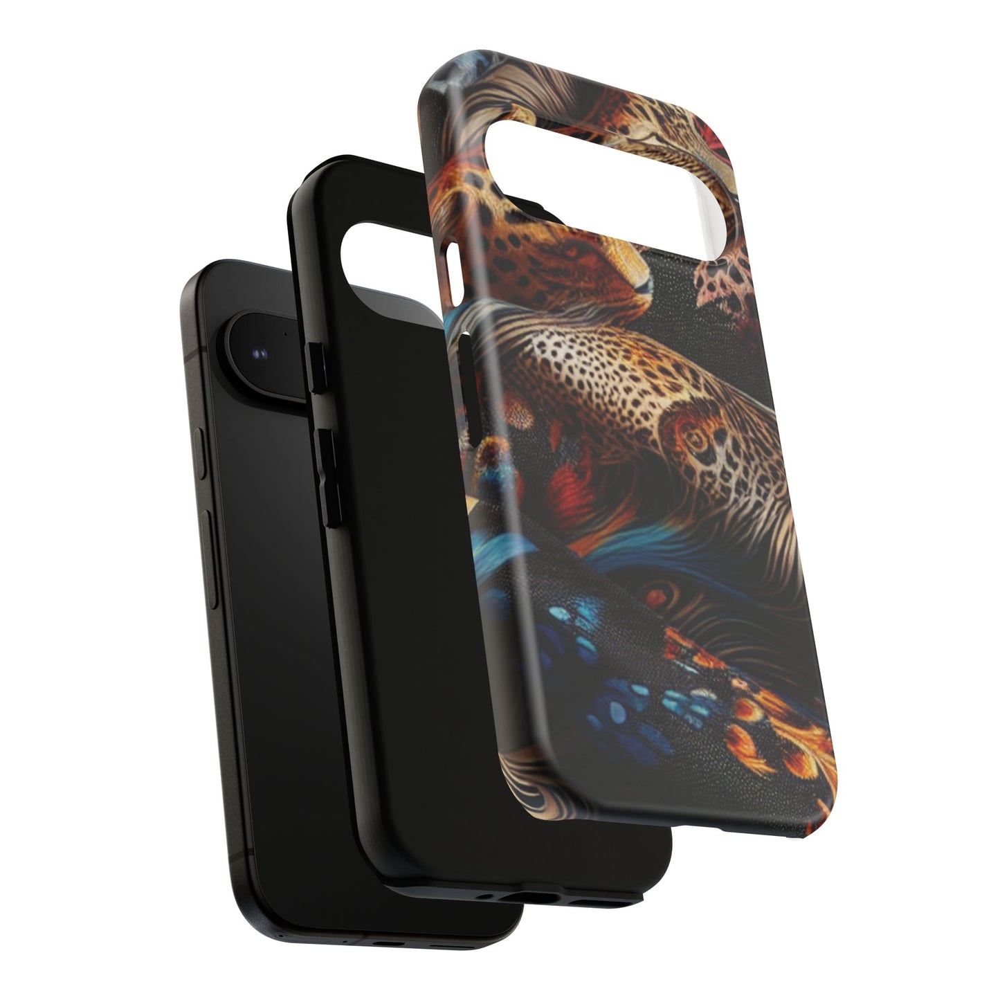 Stylish Tough Phone Case with Elegant Black and Gold Design