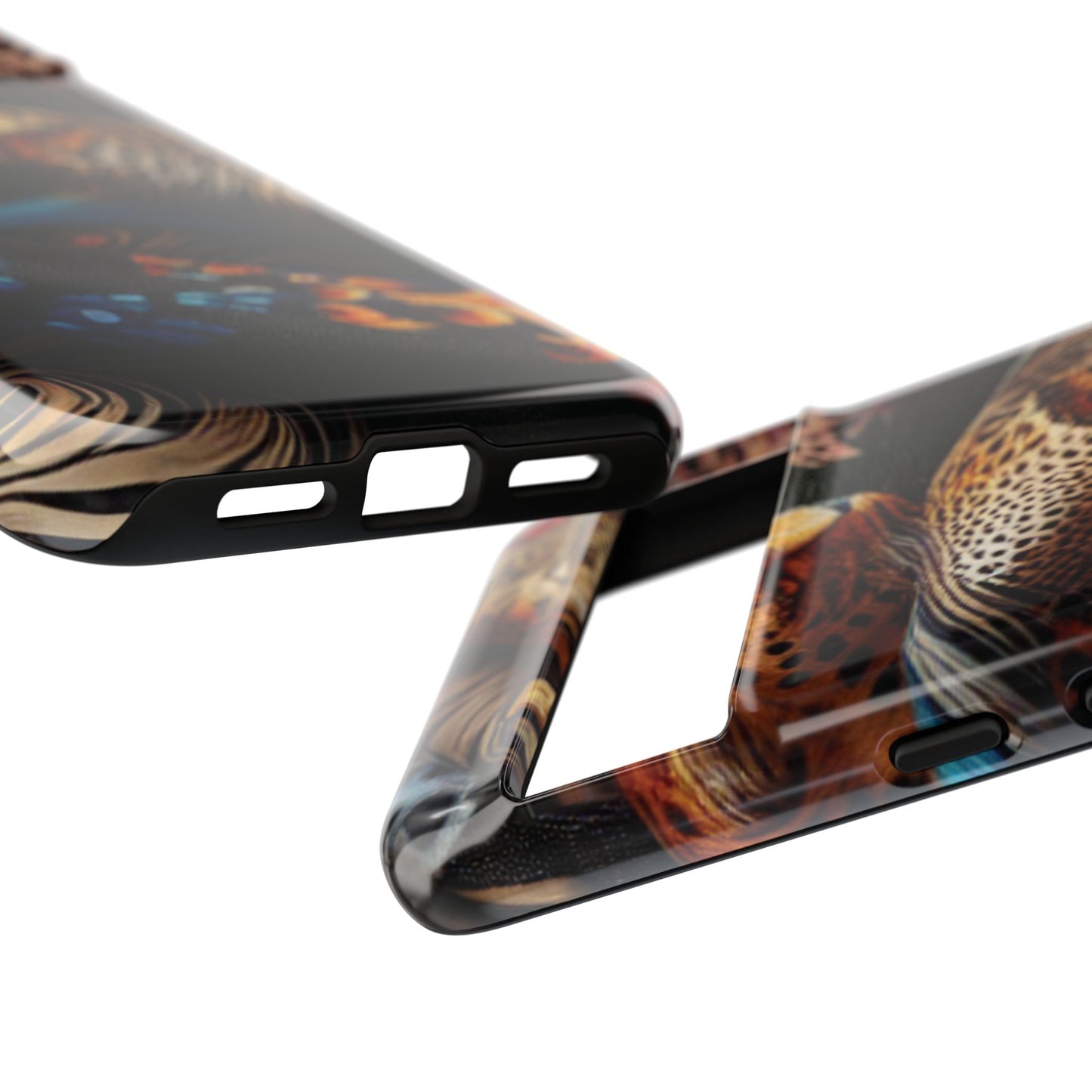 Stylish Tough Phone Case with Elegant Black and Gold Design