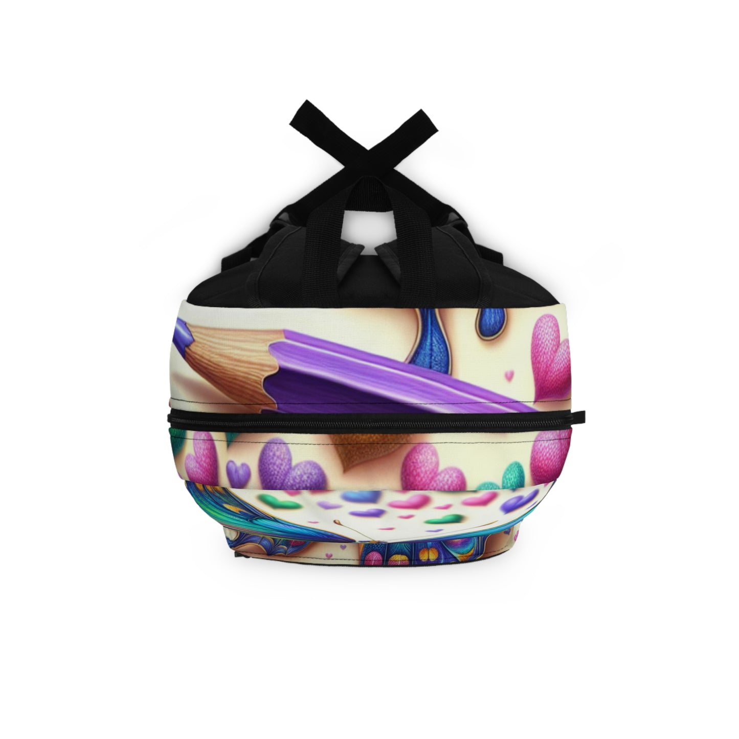 Vibrant Butterfly Art Backpack - Colorful Heart Design for Kids & Teens