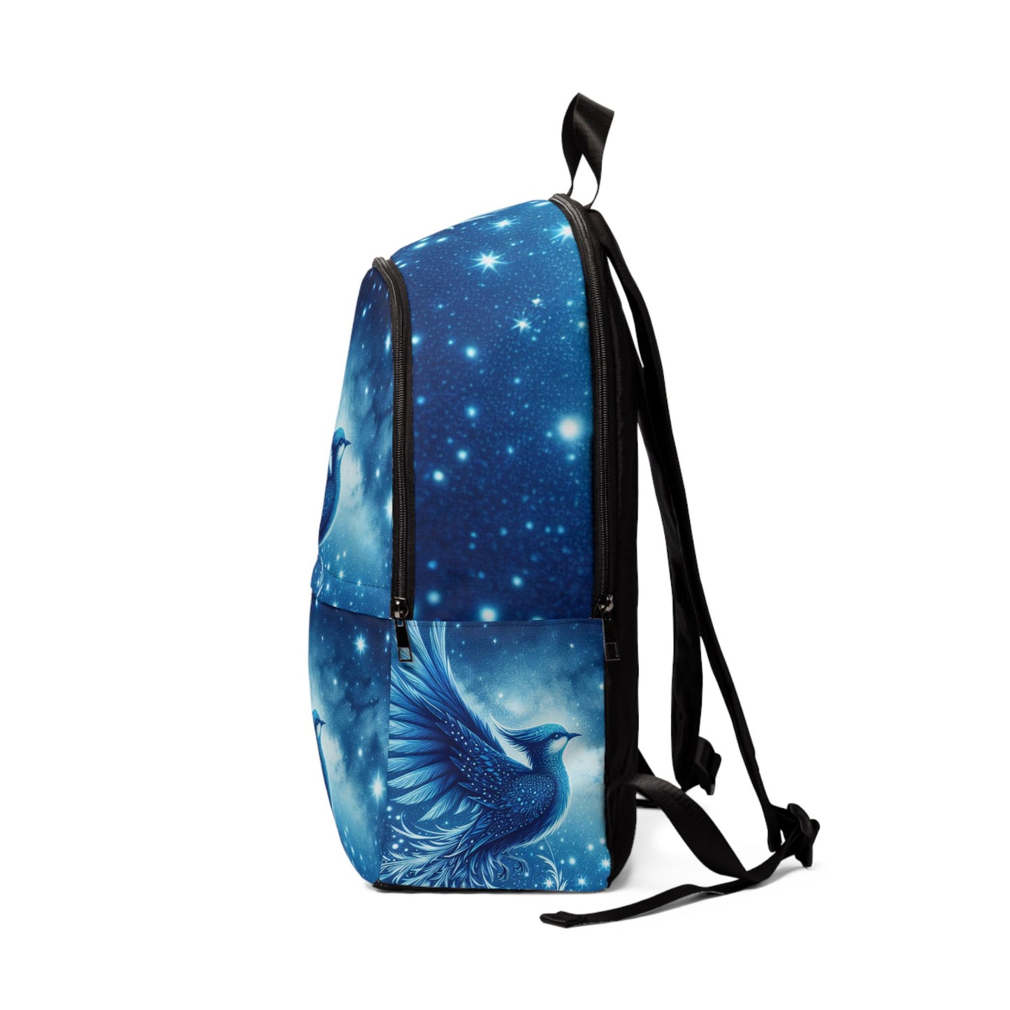 Celestial Bird Unisex Fabric Backpack - Vibrant Blue Design for Adventure and Everyday Use