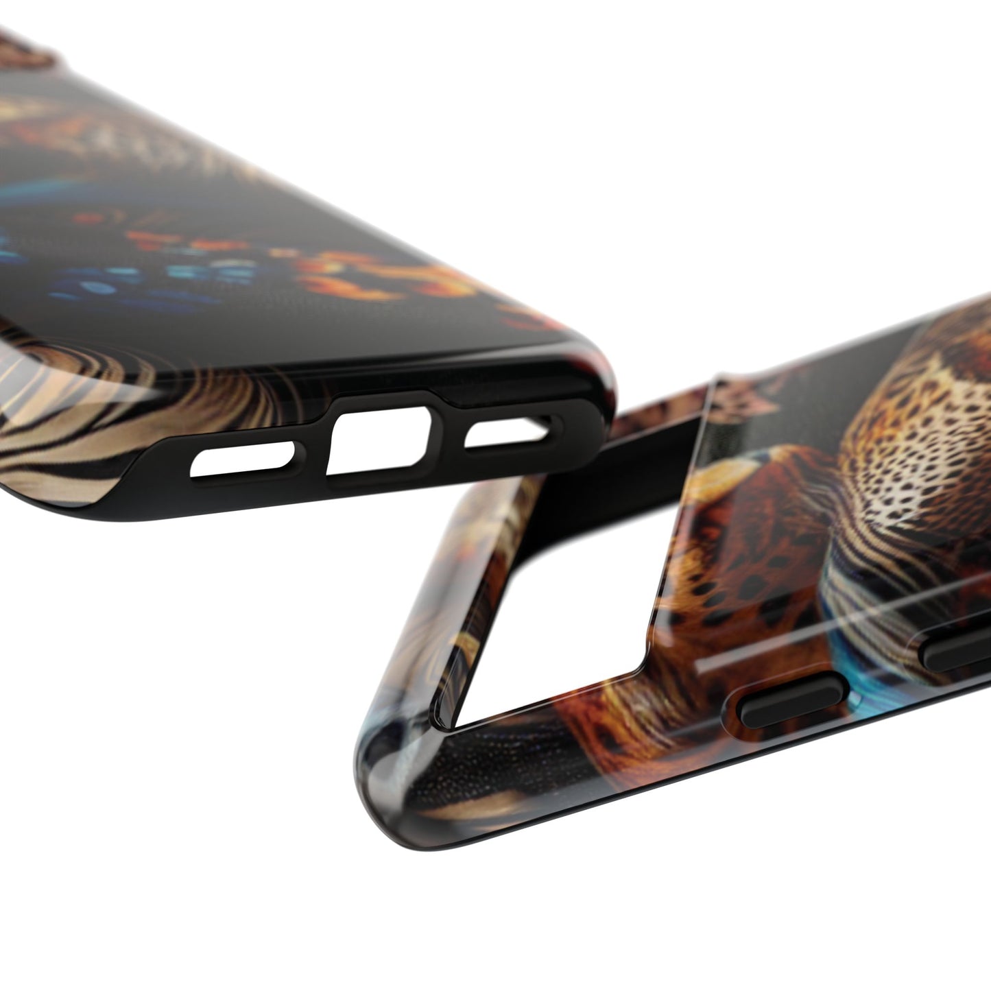 Stylish Tough Phone Case with Elegant Black and Gold Design