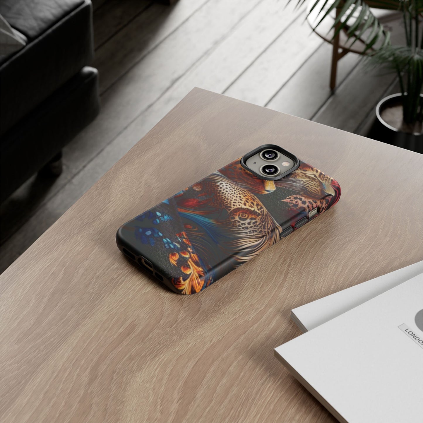 Stylish Tough Phone Case with Elegant Black and Gold Design