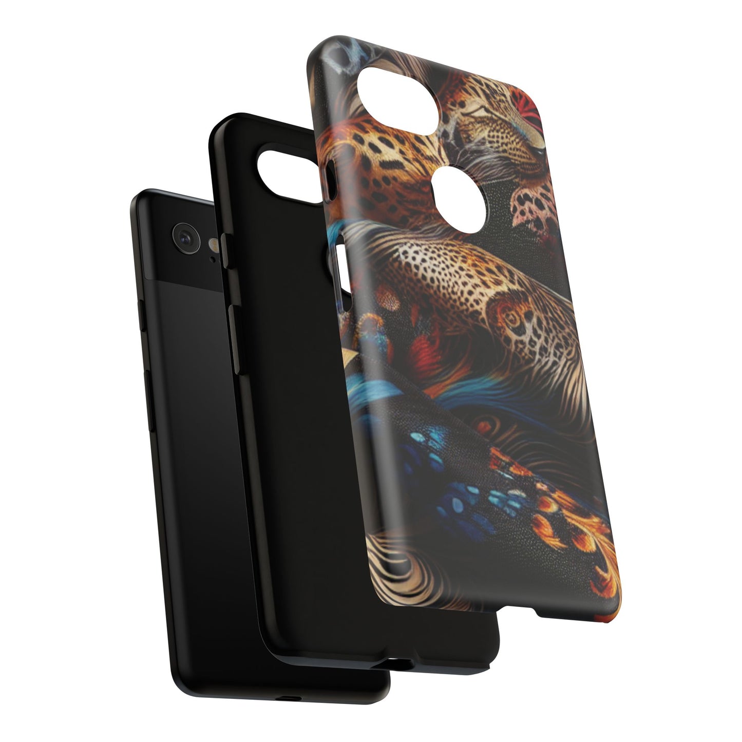 Stylish Tough Phone Case with Elegant Black and Gold Design