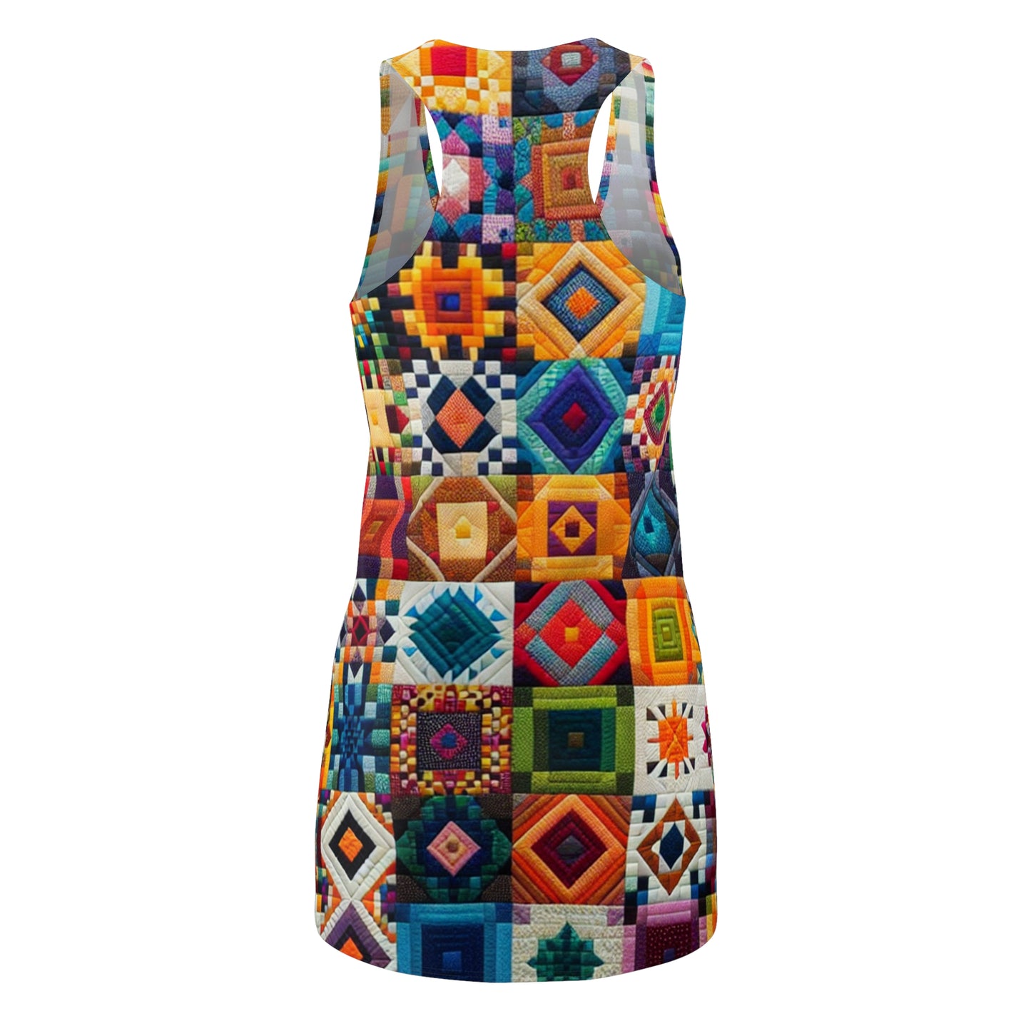 Colorful Patchwork Racerback Dress, Summer Dress, Bohemian Dress, Festival Outfit, Vacation Wear