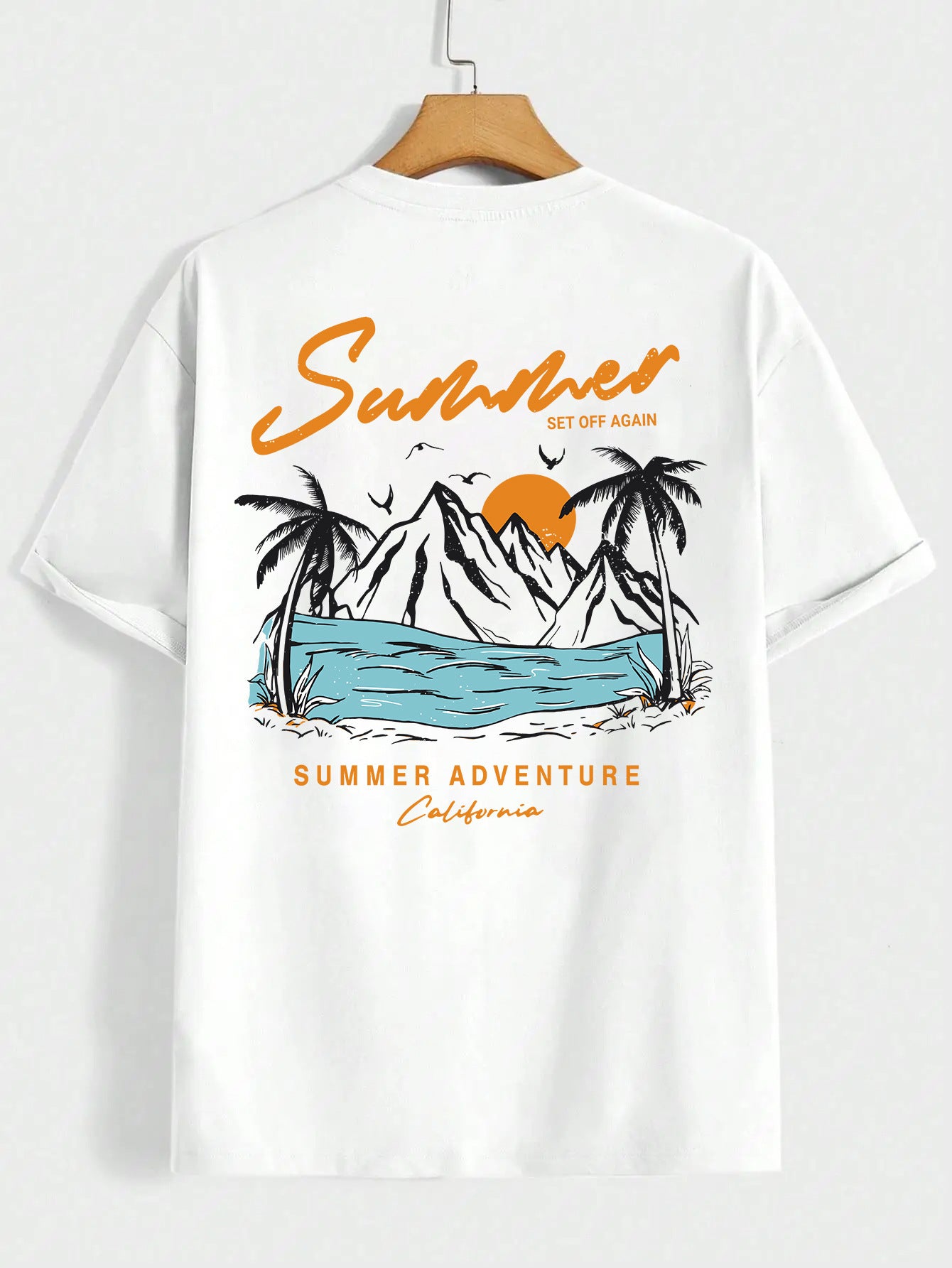 Summer Departure Adventure California Men's T-shirt Cotton Loose by GJG Denim
